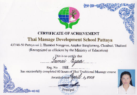 Zertifikat Thaimassage